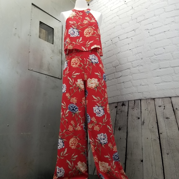 Romeo and Juliet couture floral backless jumpsuit size small - Picture 1 of 10
